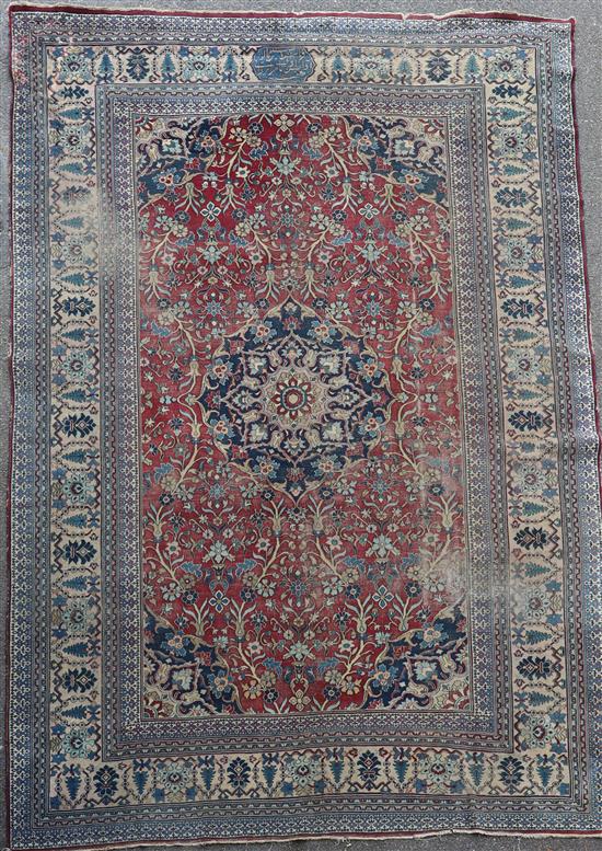 A Persian blue ground carpet, 17ft 11in by 10ft 1in.